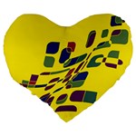 Yellow abstraction Large 19  Premium Heart Shape Cushions Back