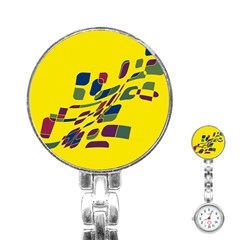 Yellow Abstraction Stainless Steel Nurses Watch by Valentinaart