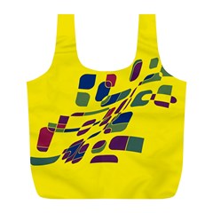 Yellow Abstraction Full Print Recycle Bags (l)  by Valentinaart