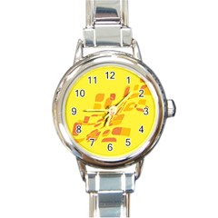 Yellow Abstraction Round Italian Charm Watch by Valentinaart