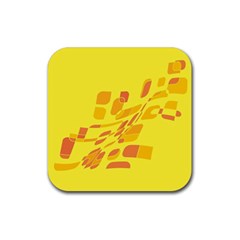 Yellow Abstraction Rubber Coaster (square) 