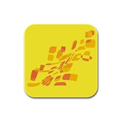 Yellow Abstraction Rubber Square Coaster (4 Pack) 