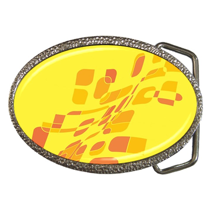 Yellow abstraction Belt Buckles