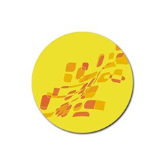 Yellow Abstraction Rubber Round Coaster (4 Pack) 