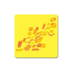 Yellow Abstraction Square Magnet by Valentinaart