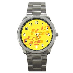 Yellow Abstraction Sport Metal Watch