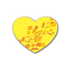 Yellow Abstraction Heart Coaster (4 Pack) 