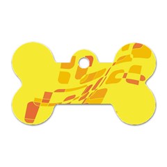 Yellow Abstraction Dog Tag Bone (two Sides)