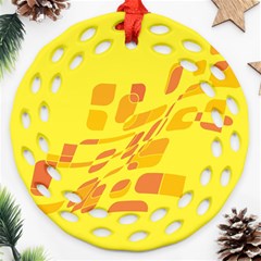 Yellow Abstraction Round Filigree Ornament (2side) by Valentinaart