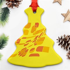 Yellow Abstraction Christmas Tree Ornament (2 Sides) by Valentinaart