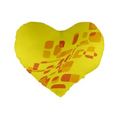 Yellow Abstraction Standard 16  Premium Flano Heart Shape Cushions by Valentinaart