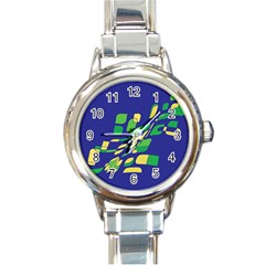 Blue Abstraction Round Italian Charm Watch