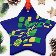 Blue Abstraction Ornament (star)  by Valentinaart