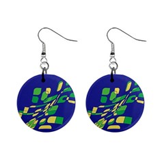 Blue Abstraction Mini Button Earrings