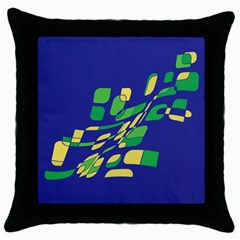 Blue Abstraction Throw Pillow Case (black) by Valentinaart