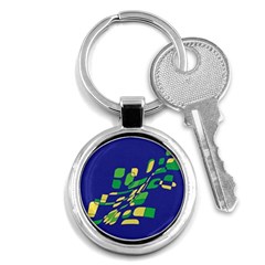 Blue Abstraction Key Chains (round)  by Valentinaart