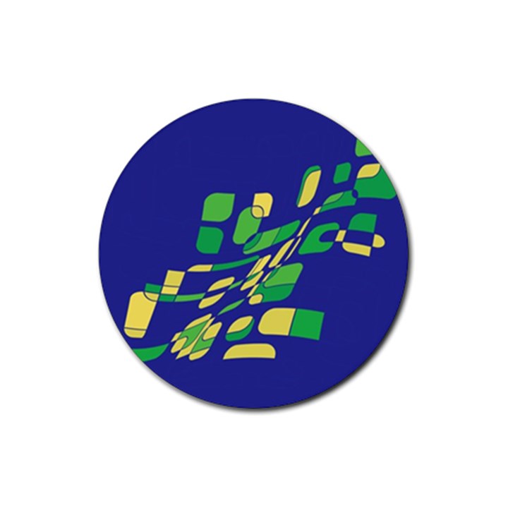 Blue abstraction Rubber Coaster (Round) 