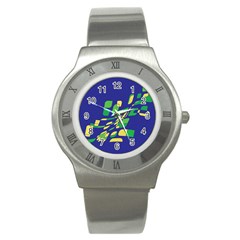 Blue Abstraction Stainless Steel Watch