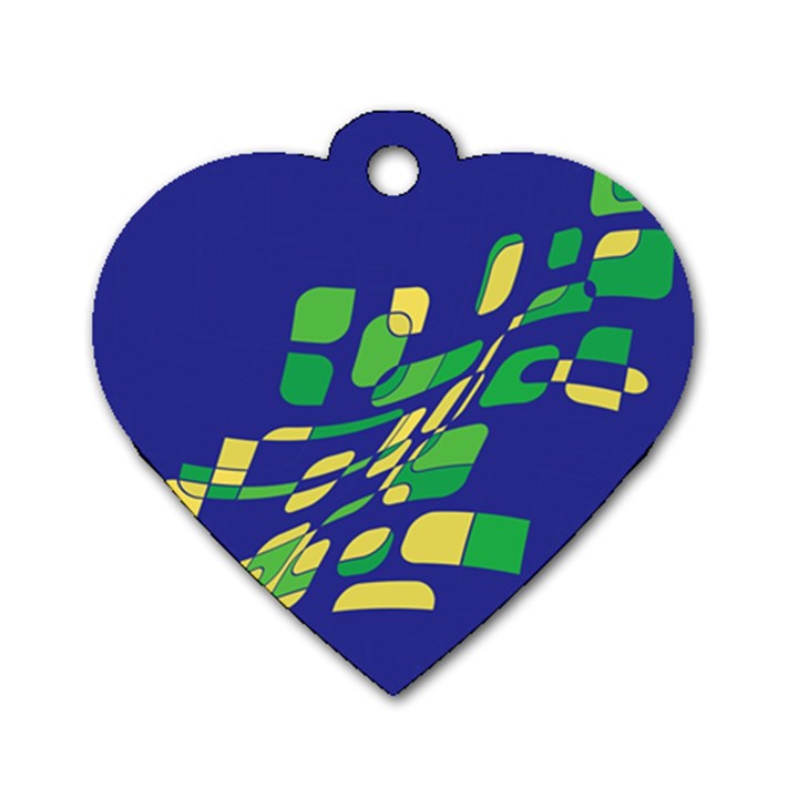 Blue abstraction Dog Tag Heart (Two Sides)