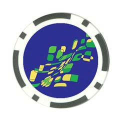 Blue Abstraction Poker Chip Card Guards by Valentinaart