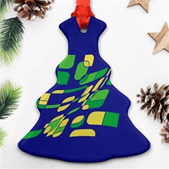 Blue Abstraction Christmas Tree Ornament (2 Sides) by Valentinaart