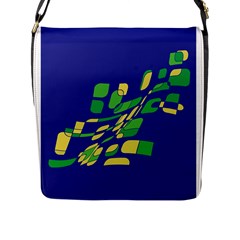 Blue Abstraction Flap Messenger Bag (l)  by Valentinaart