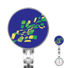 Blue Abstraction Stainless Steel Nurses Watch