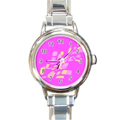 Pink Abstraction Round Italian Charm Watch