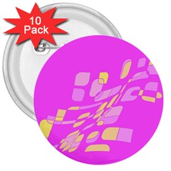 Pink Abstraction 3  Buttons (10 Pack) 