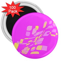 Pink Abstraction 3  Magnets (100 Pack)