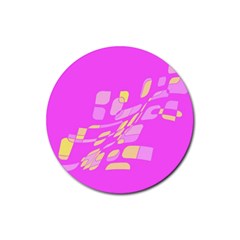 Pink Abstraction Rubber Round Coaster (4 Pack) 