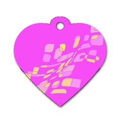 Pink Abstraction Dog Tag Heart (two Sides)