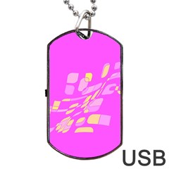 Pink Abstraction Dog Tag Usb Flash (one Side) by Valentinaart