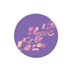 Purple Abstraction Magnet 3  (round) by Valentinaart