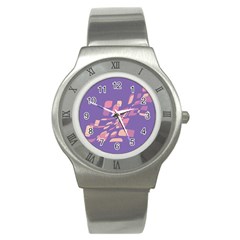 Purple Abstraction Stainless Steel Watch