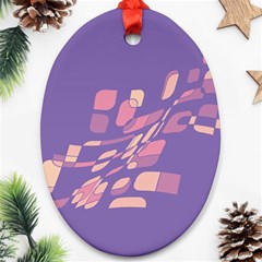 Purple Abstraction Oval Ornament (two Sides)