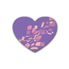 Purple Abstraction Rubber Coaster (heart) 