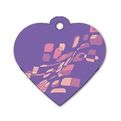 Purple Abstraction Dog Tag Heart (two Sides) by Valentinaart