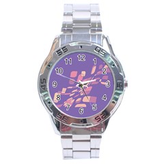 Purple Abstraction Stainless Steel Analogue Watch