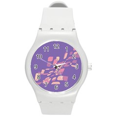 Purple Abstraction Round Plastic Sport Watch (m)