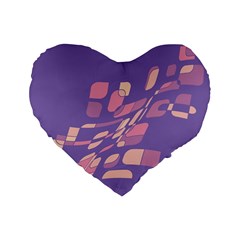 Purple Abstraction Standard 16  Premium Flano Heart Shape Cushions