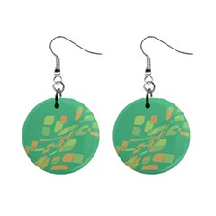 Green Abastraction Mini Button Earrings