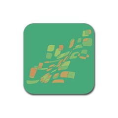 Green Abastraction Rubber Coaster (square)  by Valentinaart