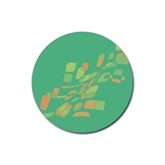 Green Abastraction Rubber Coaster (round)  by Valentinaart