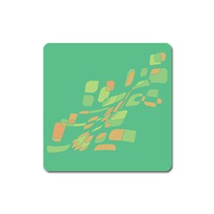 Green Abastraction Square Magnet by Valentinaart