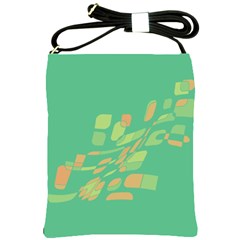 Green Abastraction Shoulder Sling Bags by Valentinaart