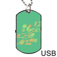 Green Abastraction Dog Tag Usb Flash (two Sides) 