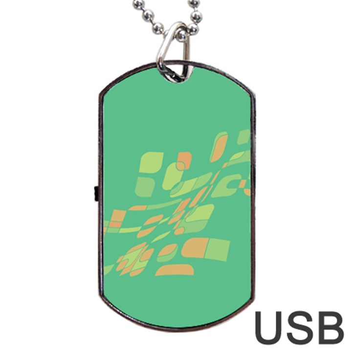 Green abastraction Dog Tag USB Flash (Two Sides) 