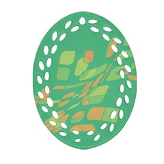 Green Abastraction Oval Filigree Ornament (2-side) 