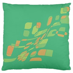 Green Abastraction Large Cushion Case (one Side) by Valentinaart